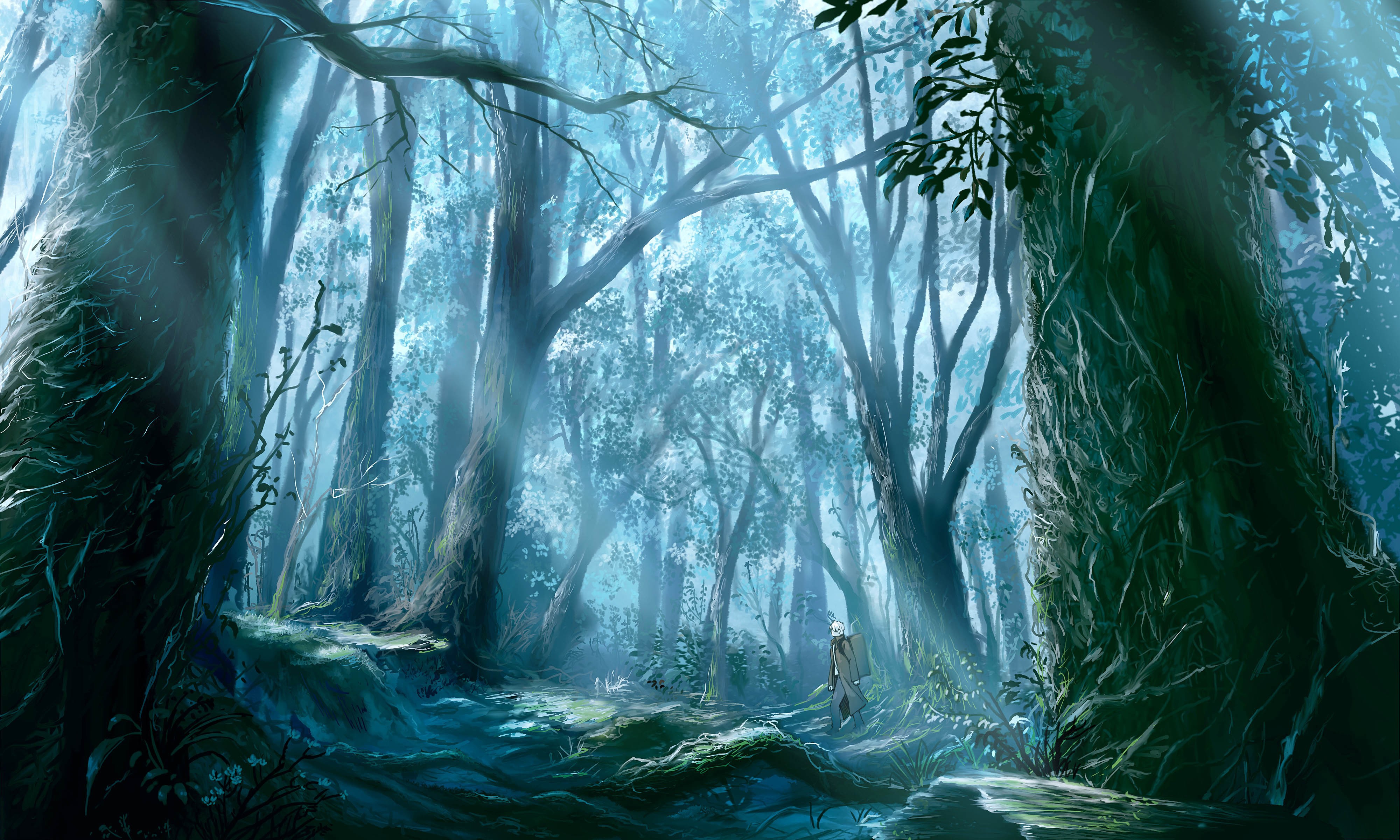 Темный лес в аниме Мастер Муси - обои для рабочего стола, картинки, фото