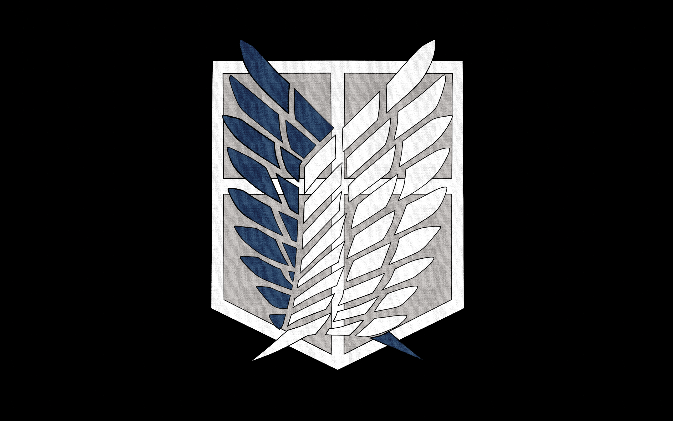 Zastaki.com - Логотип из аниме Атака Титанов на черном фоне