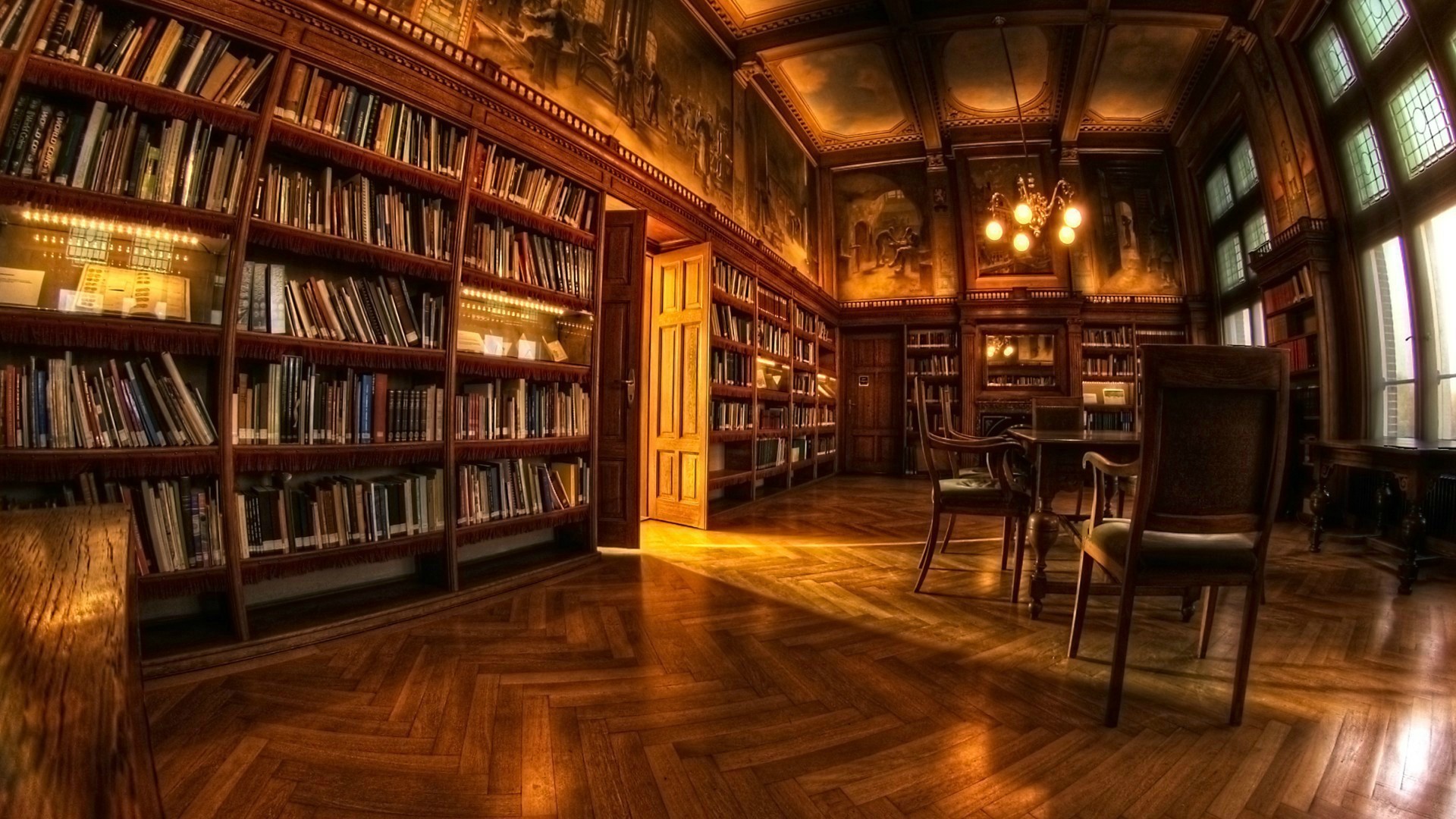 Antique furniture in the home library Desktop wallpapers 1440x900