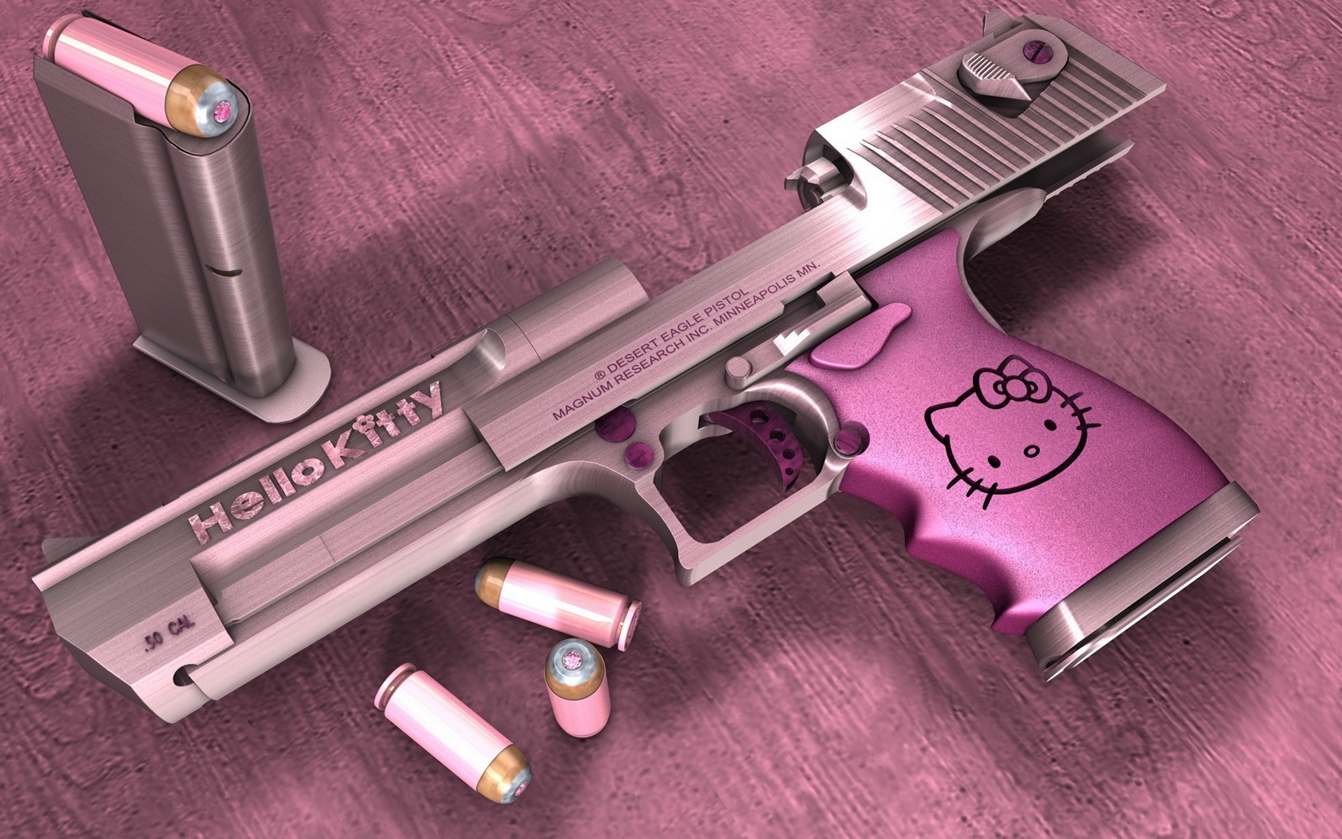 Розовый пистолет Hello Kitty обои для рабочего стола картинки фото