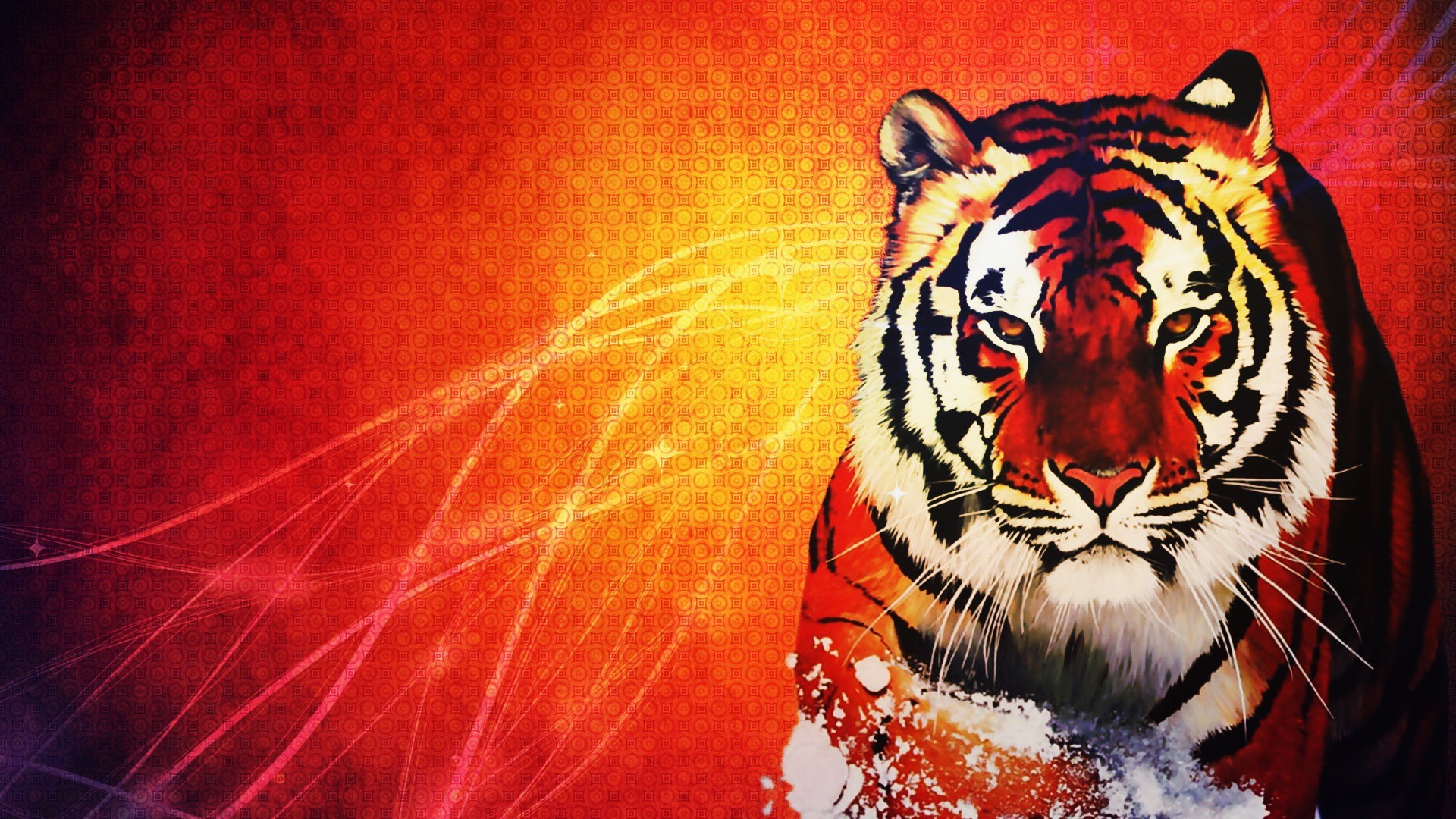 Zastaki.com - Оранжевый тигр на оранжевом фоне