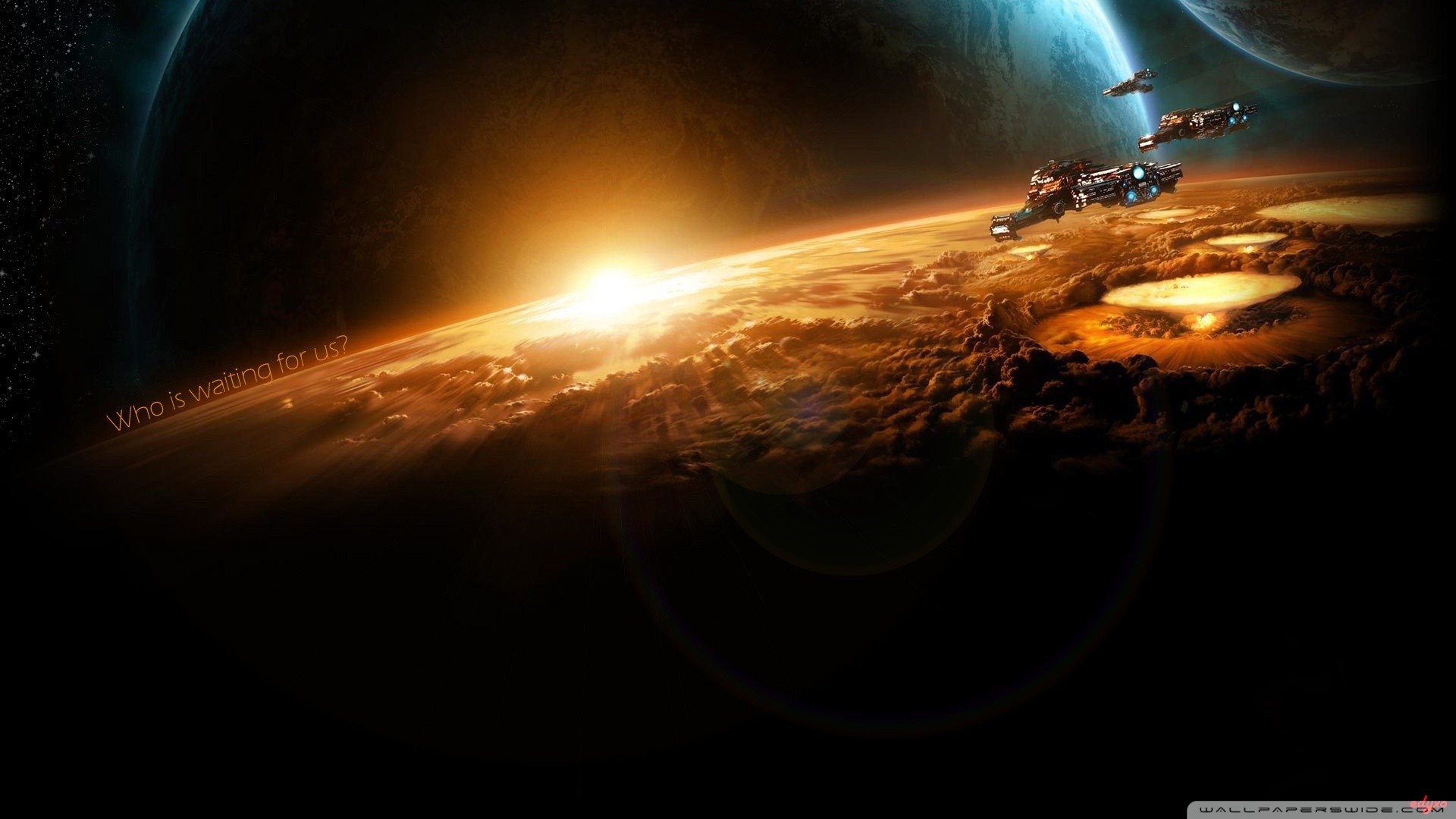 Spaceships bombed the planet in the game Starcraft II Desktop wallpapers  1600x900