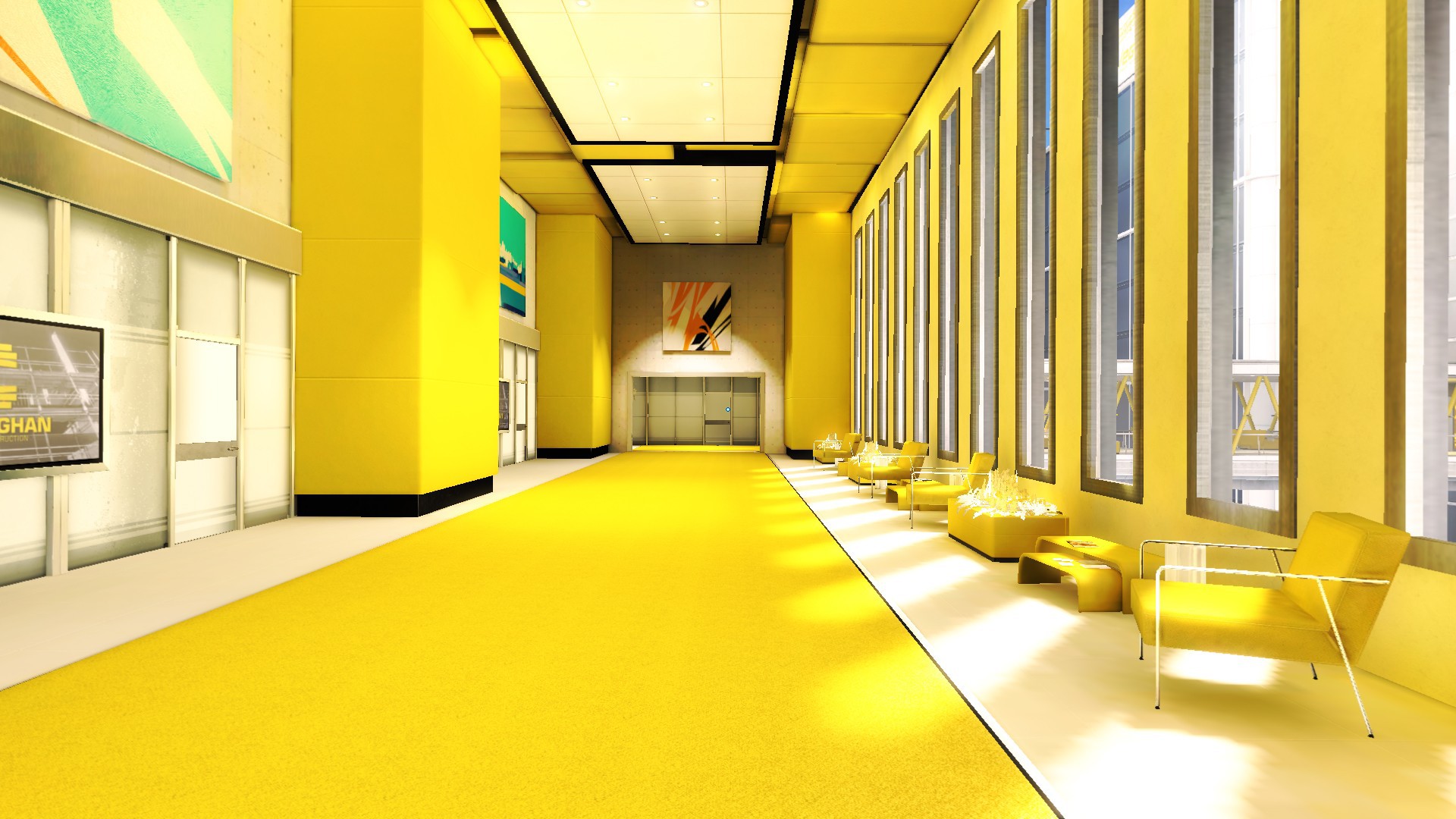 Zastaki.com - Интерьер галереи в желтом цвете