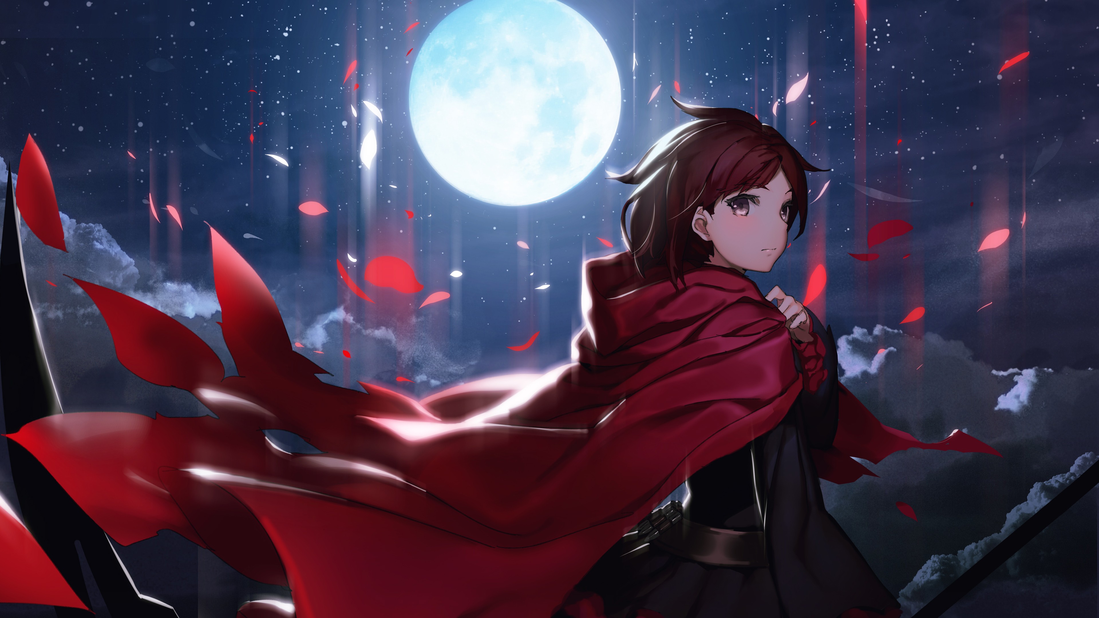 2017Anime Ruby Rose on a background of the full moon anime RWBY 112464