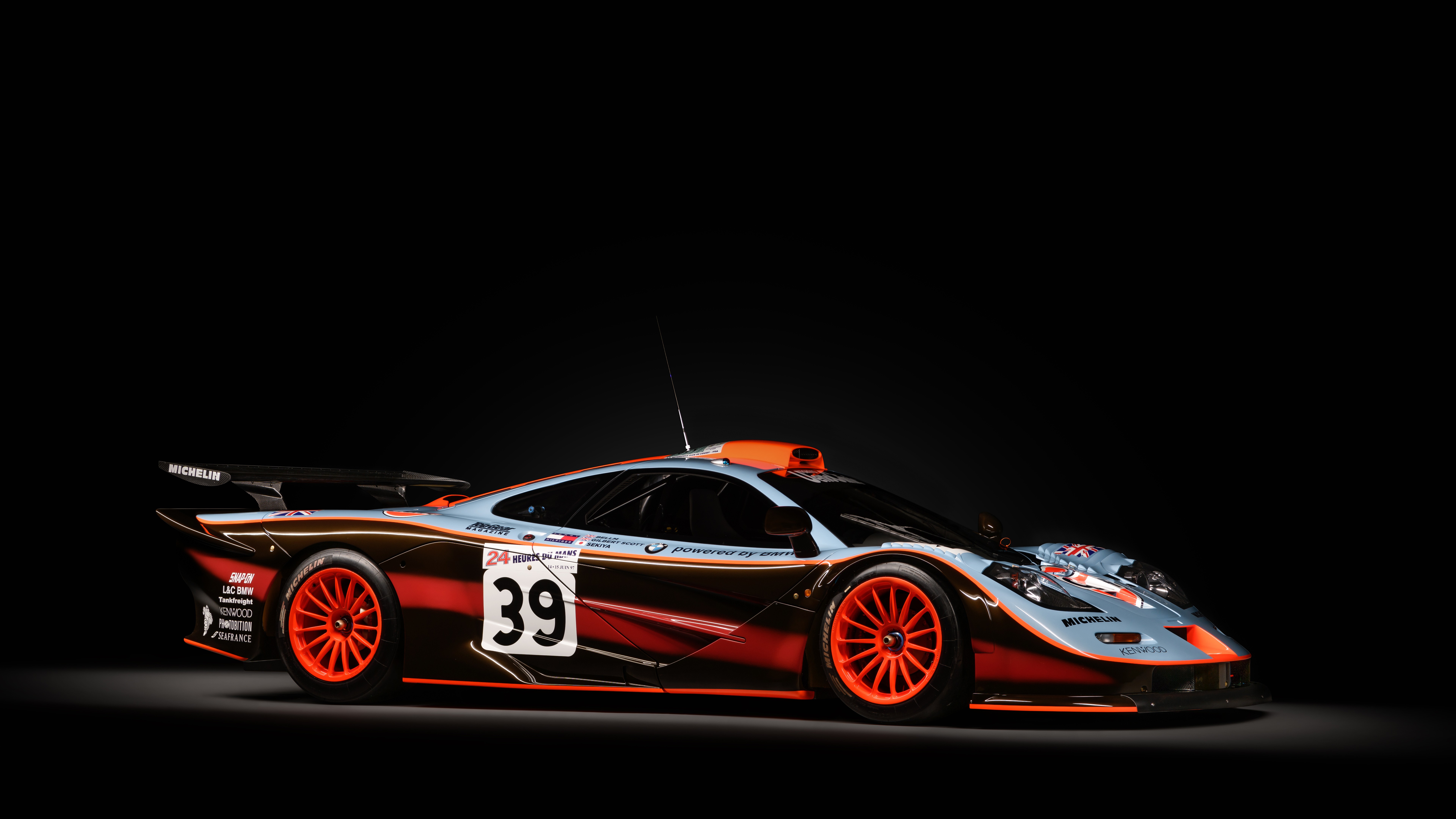 Racing Car Mclaren F1 Gtr 25 On A Black Background Wallpapers And