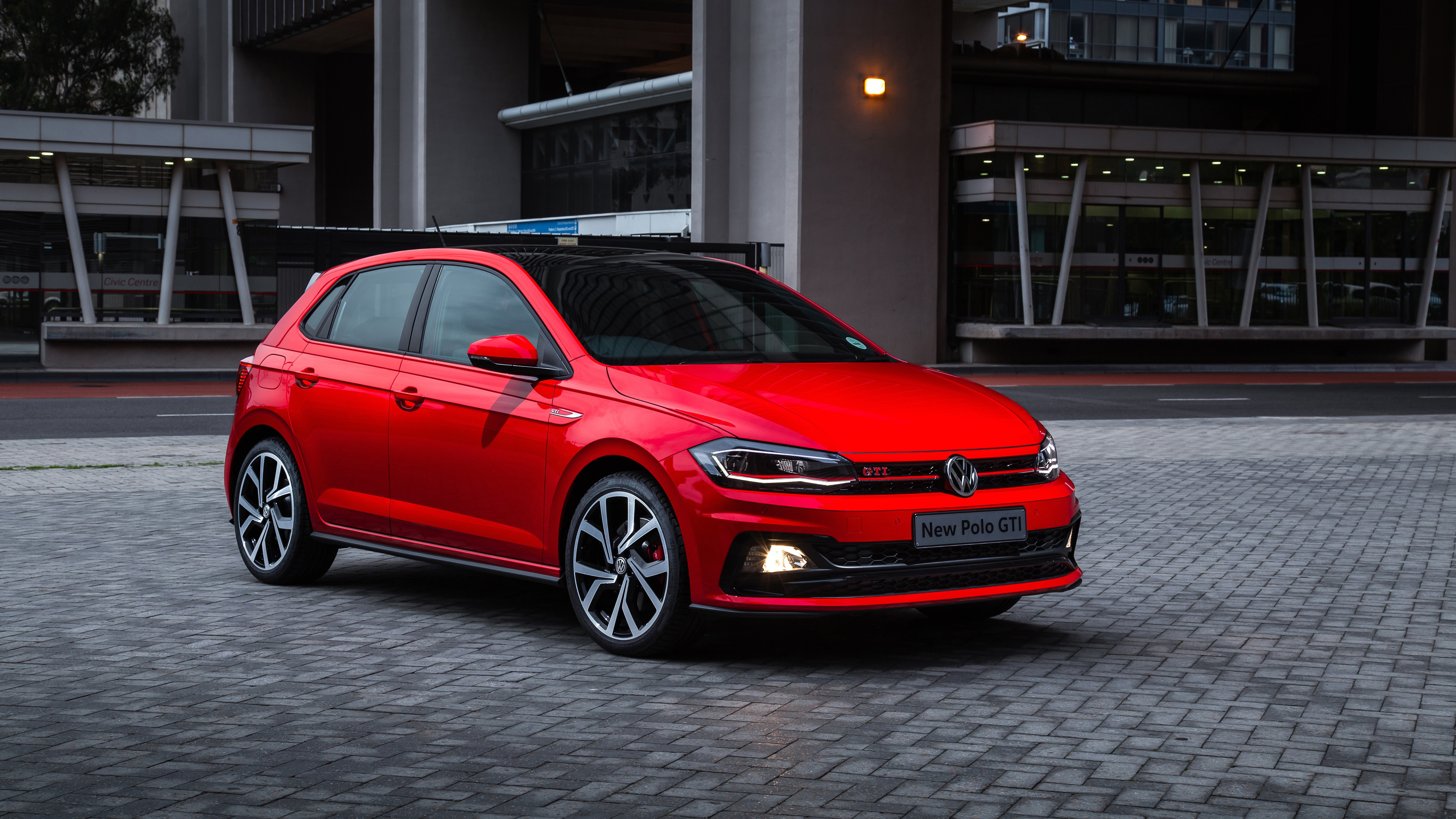 Red Volkswagen Polo GTI 2018 wallpapers