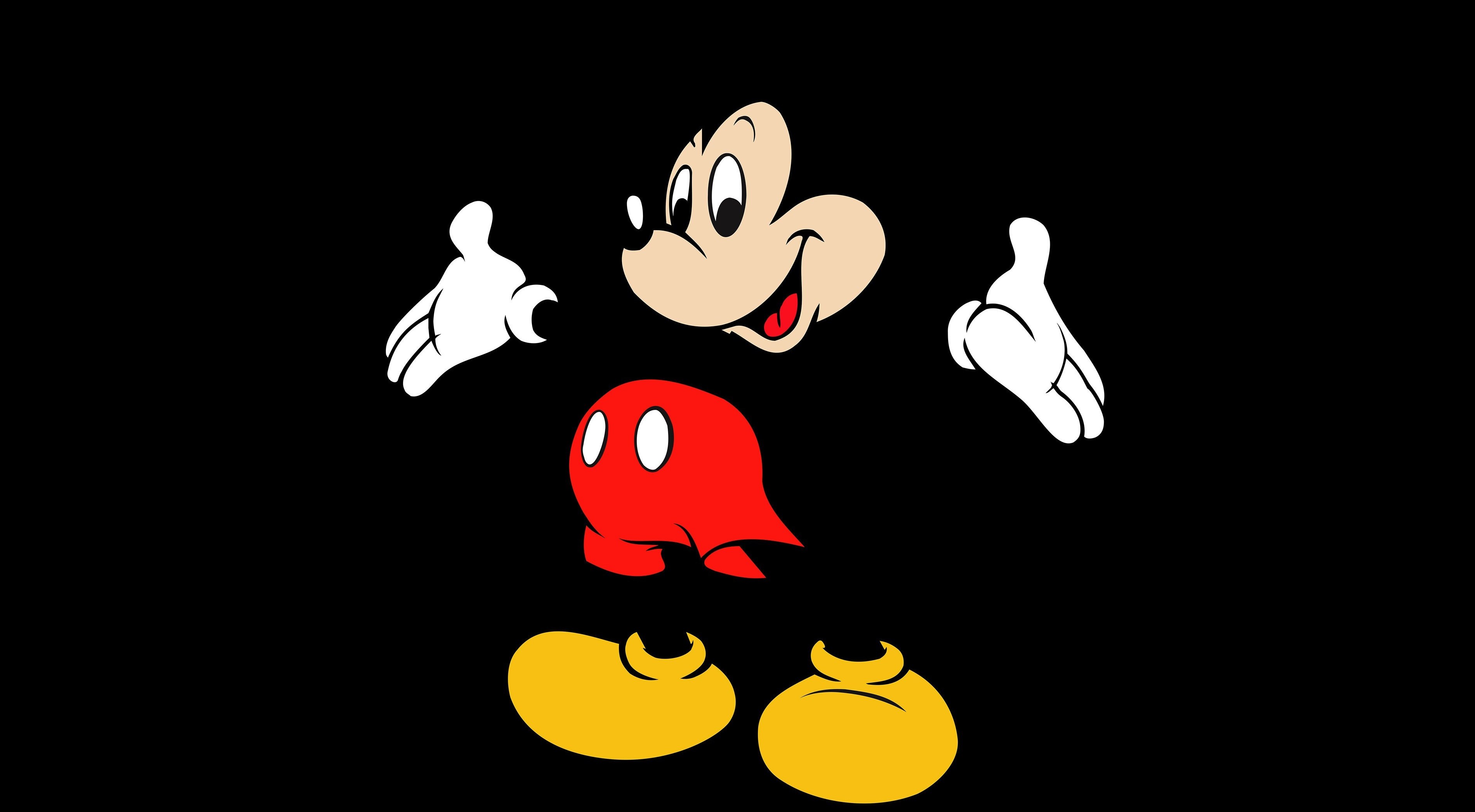 Popular cartoon character Mickey Mouse on a black background Desktop  wallpapers 1920x1080