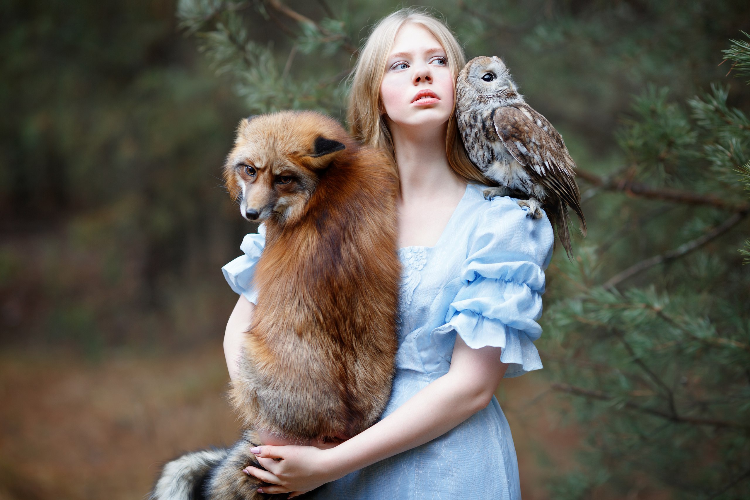 Woman with animals. Фотосессия с животными. Девушка с совой. Красивые фотосессии с животными.