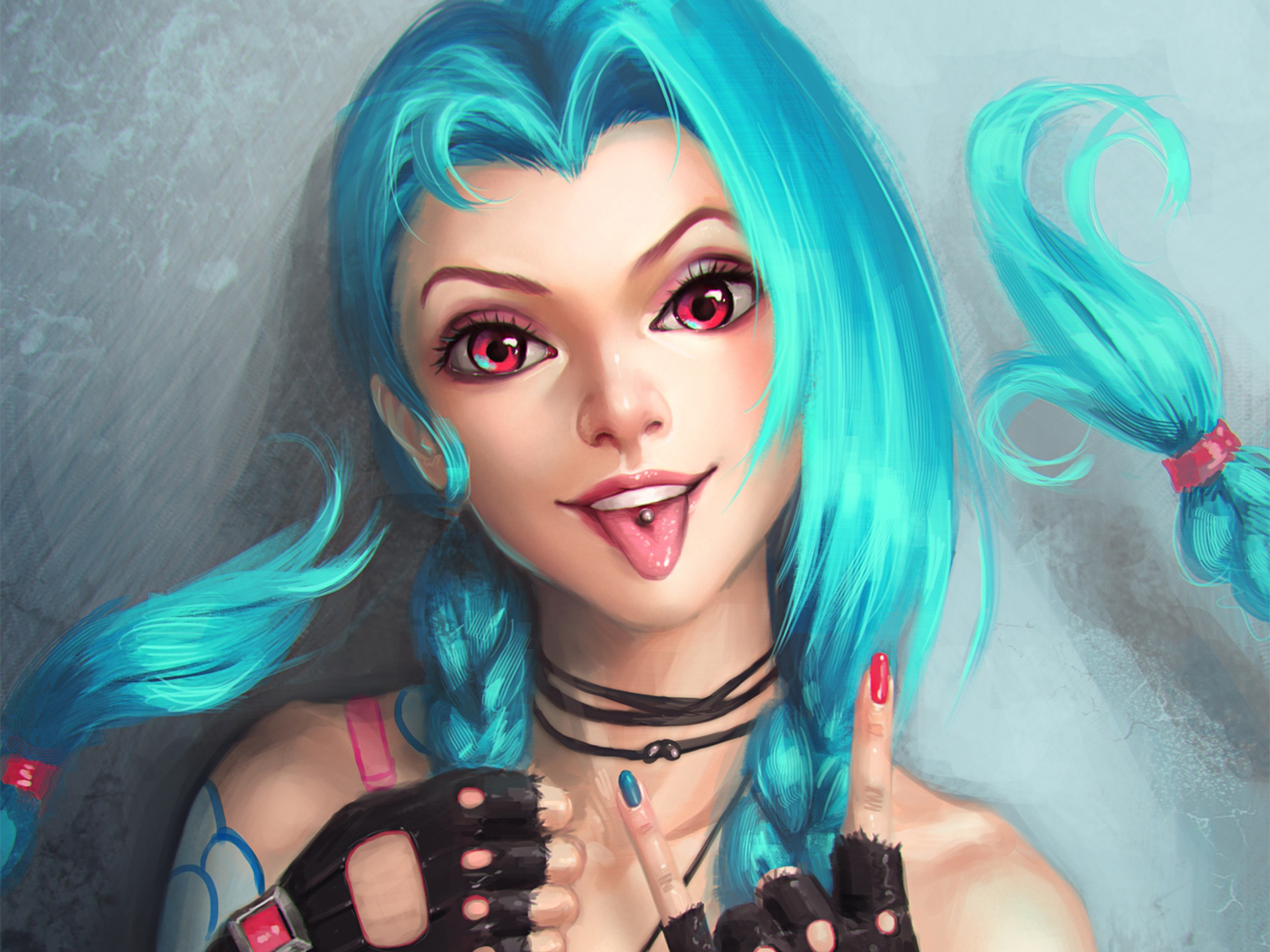 Girl with blue hair Jinks character game League of Legends Desktop  wallpapers 1600x900