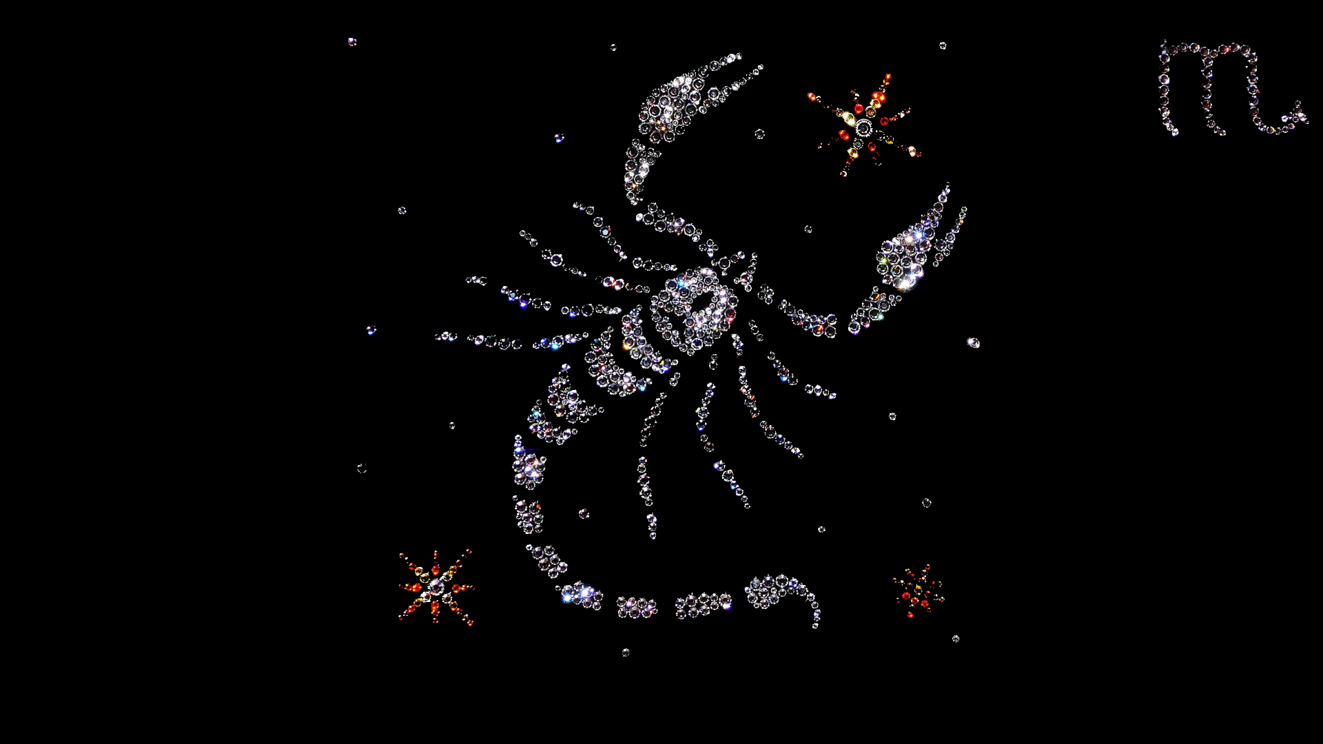 Zastaki.com - Блестящий знак зодиака скорпион на черном фоне