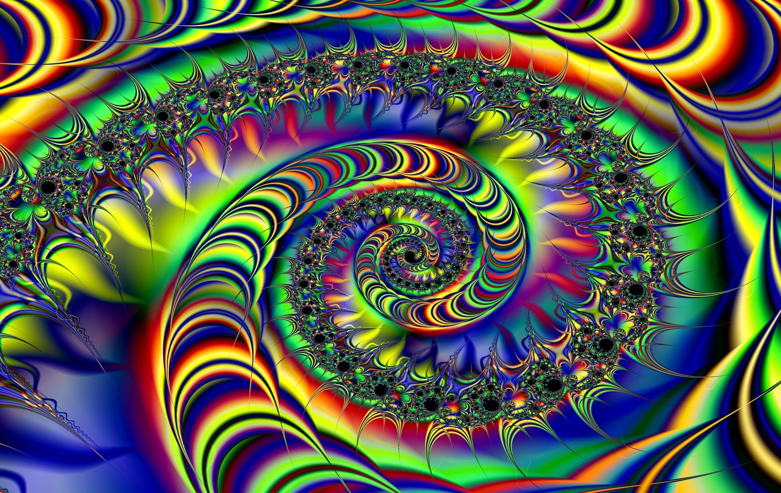 Zastaki.com - Разноцветная абстрактная фрактальная спираль 