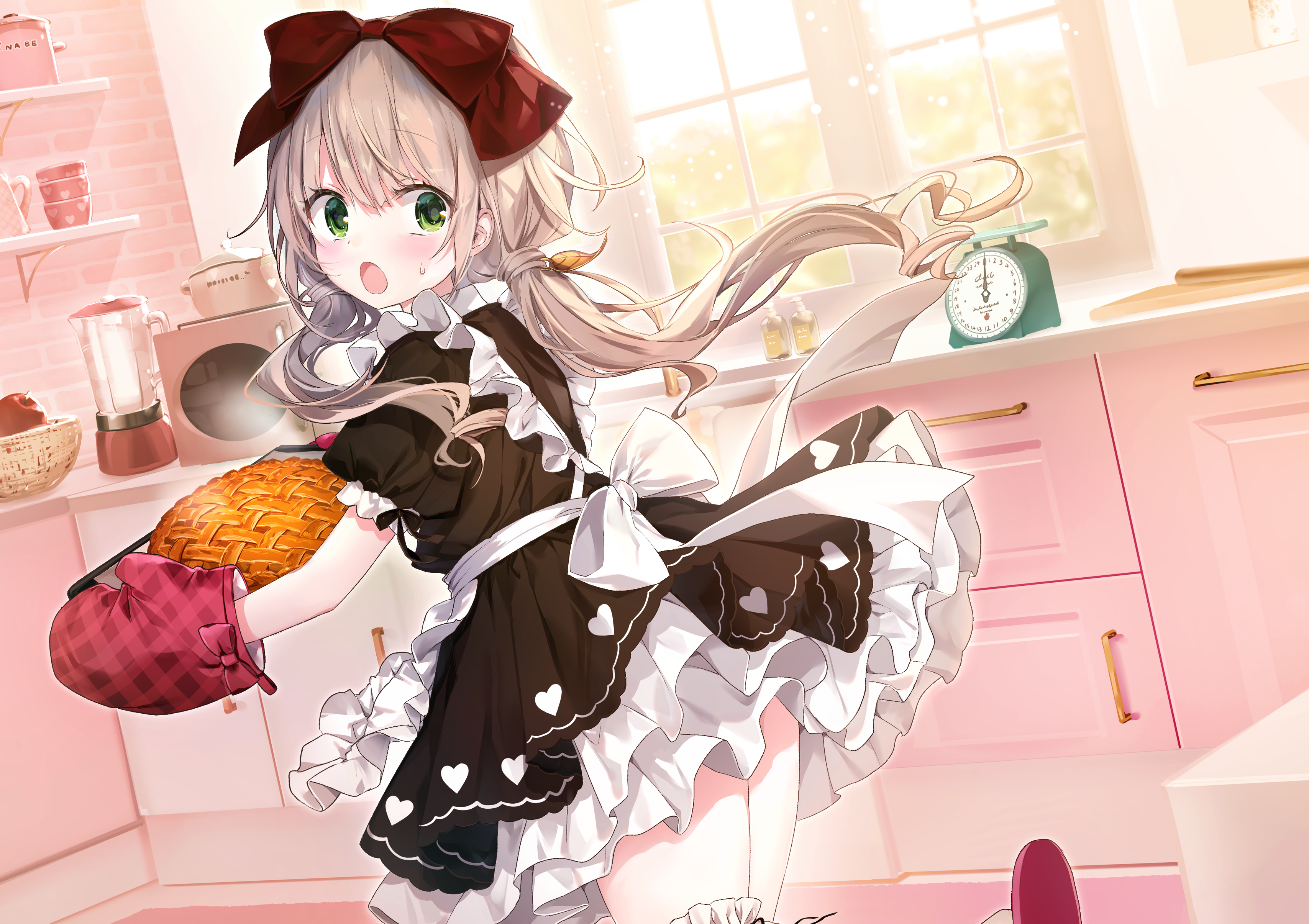Zastaki.com - Девушка аниме на кухне с пирогом