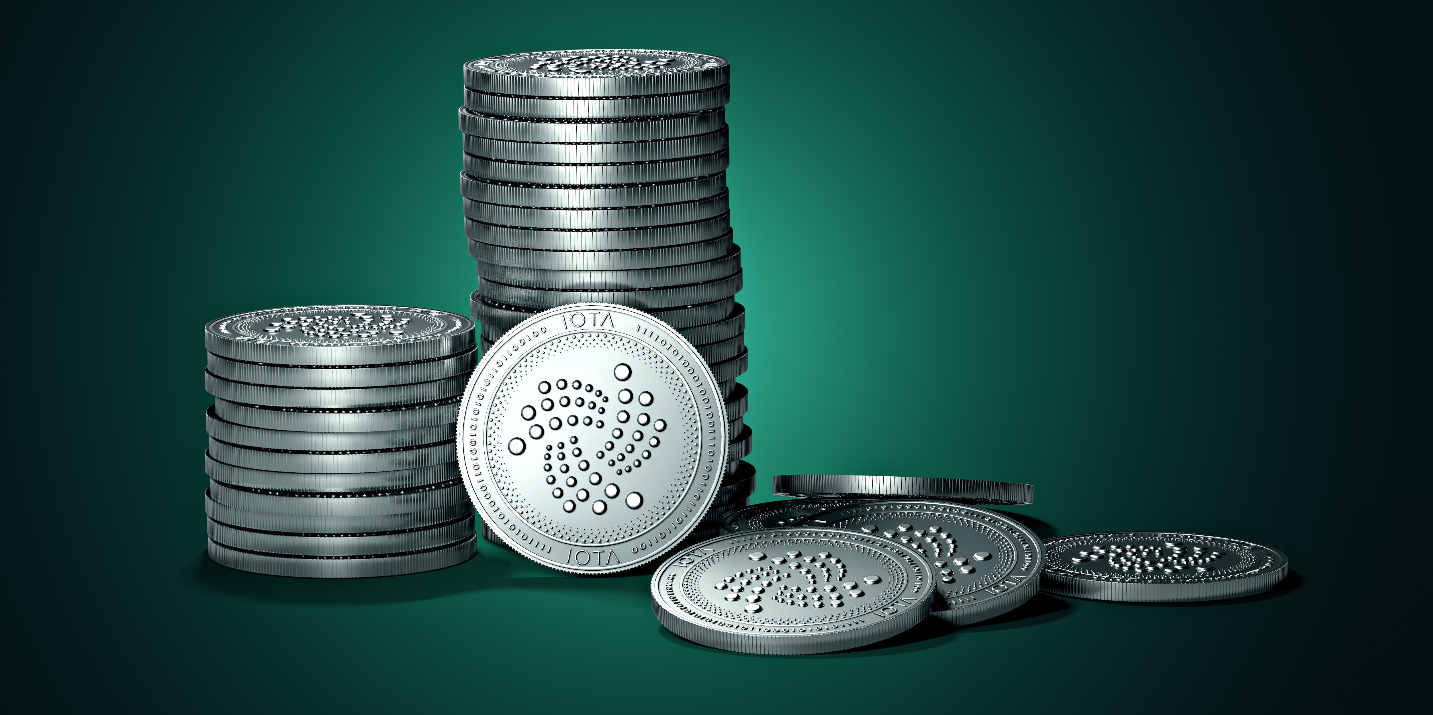 Zastaki.com - Монеты IOTA на зеленом фоне