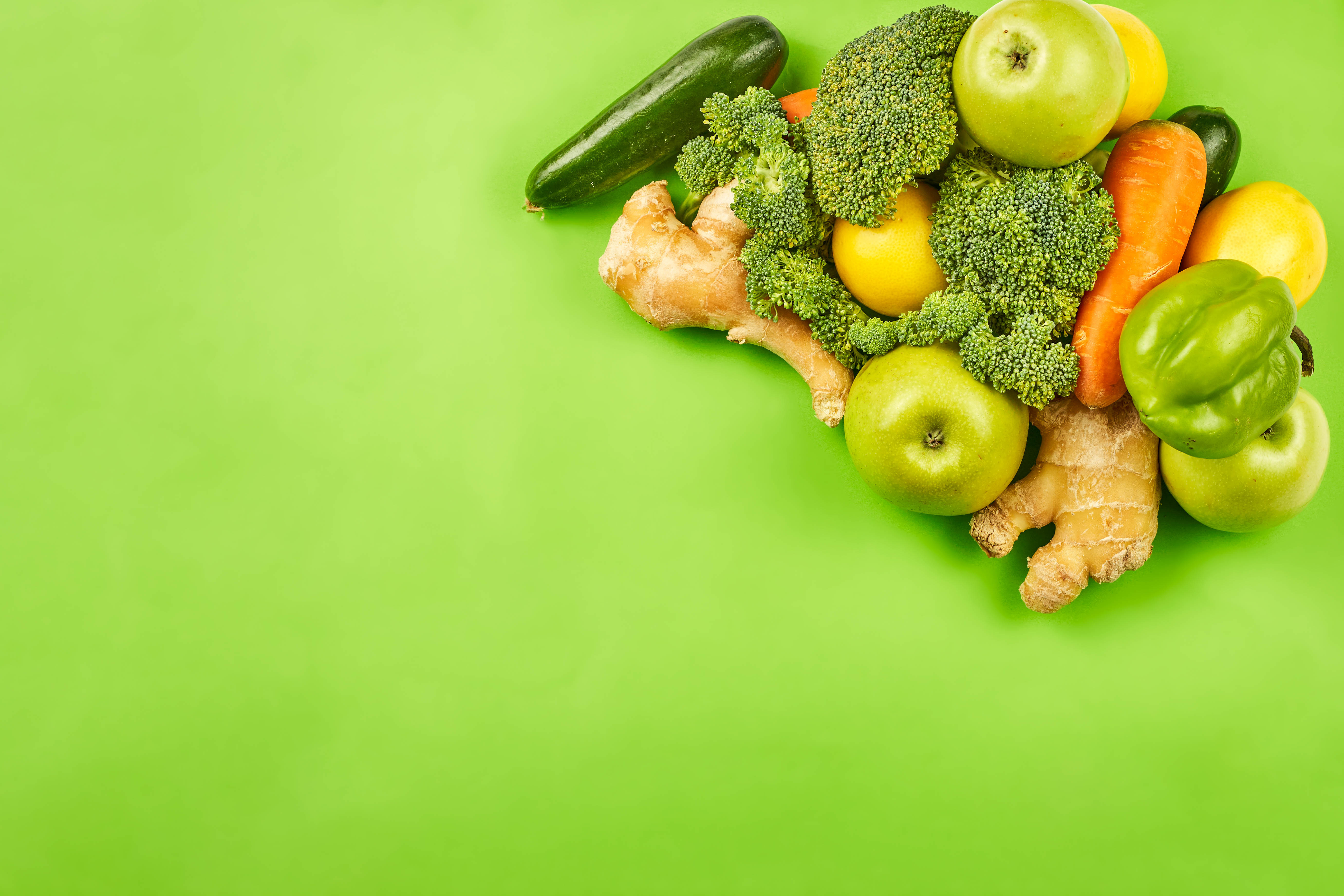Fresh vegetables on light green background Desktop wallpapers 1024x1024