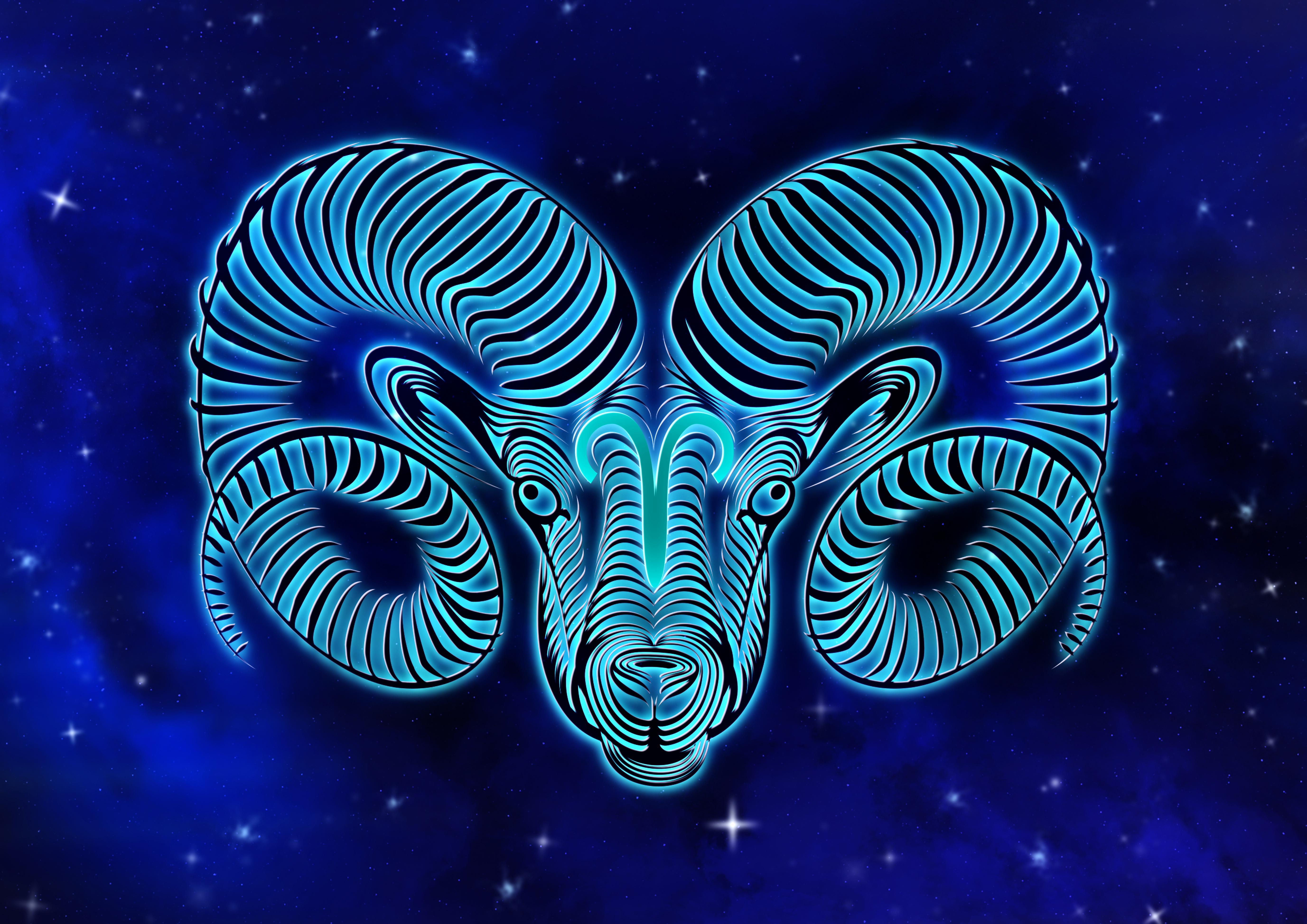 Zastaki.com - Красивый знак зодиака овен на синем фоне