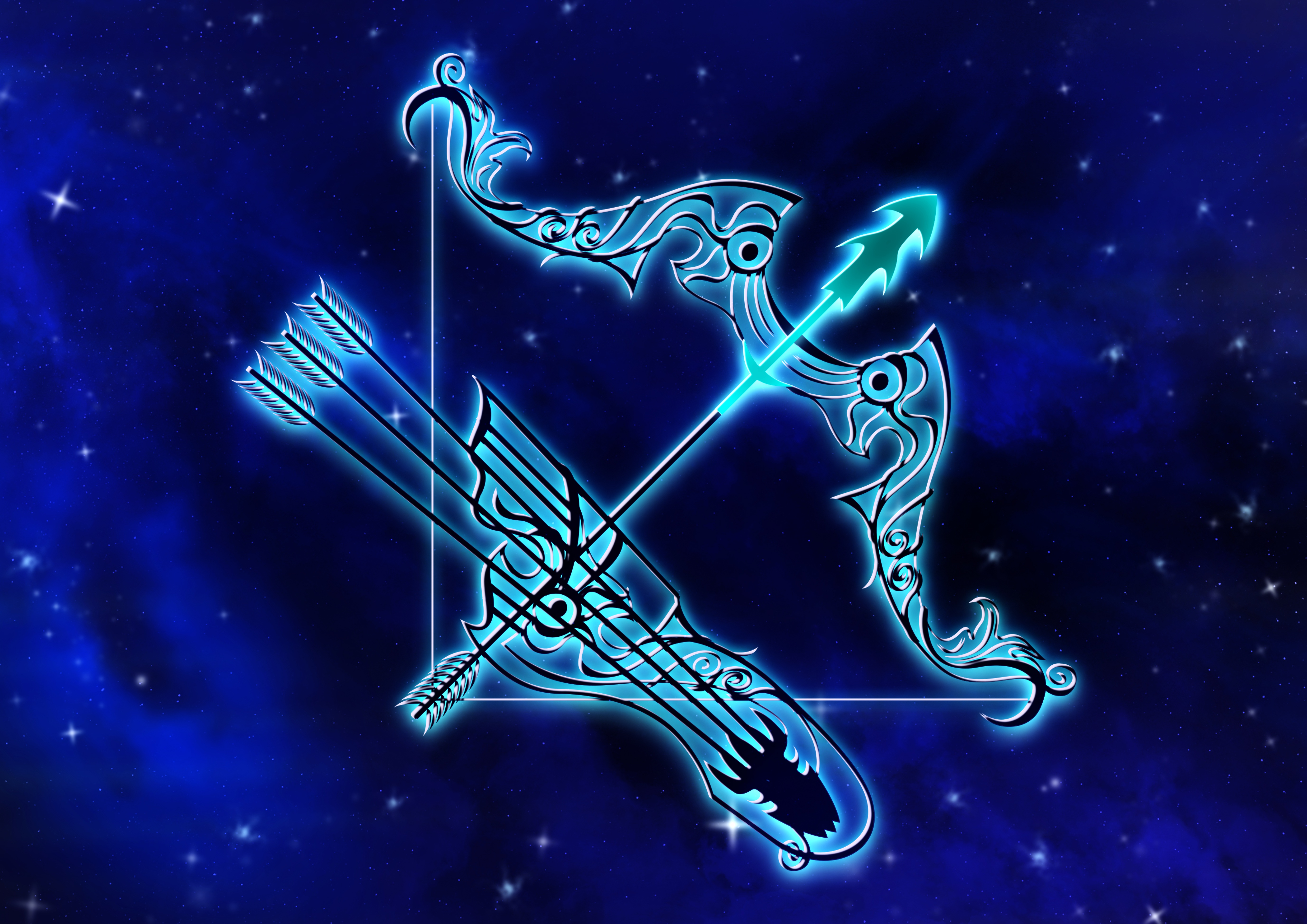 Zastaki.com - Красивый знак зодиака стрелец на синем фоне