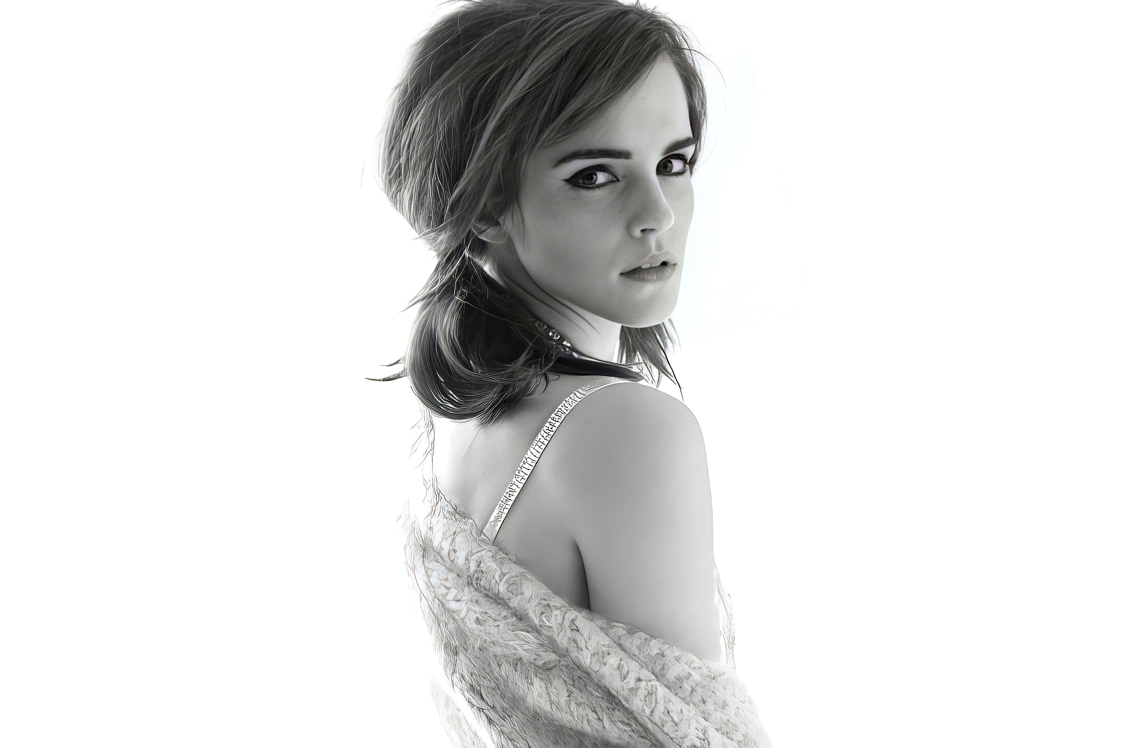 wallpaper for desktop, laptop | hn05-emma-watson-dark-bw-actress-celebrity