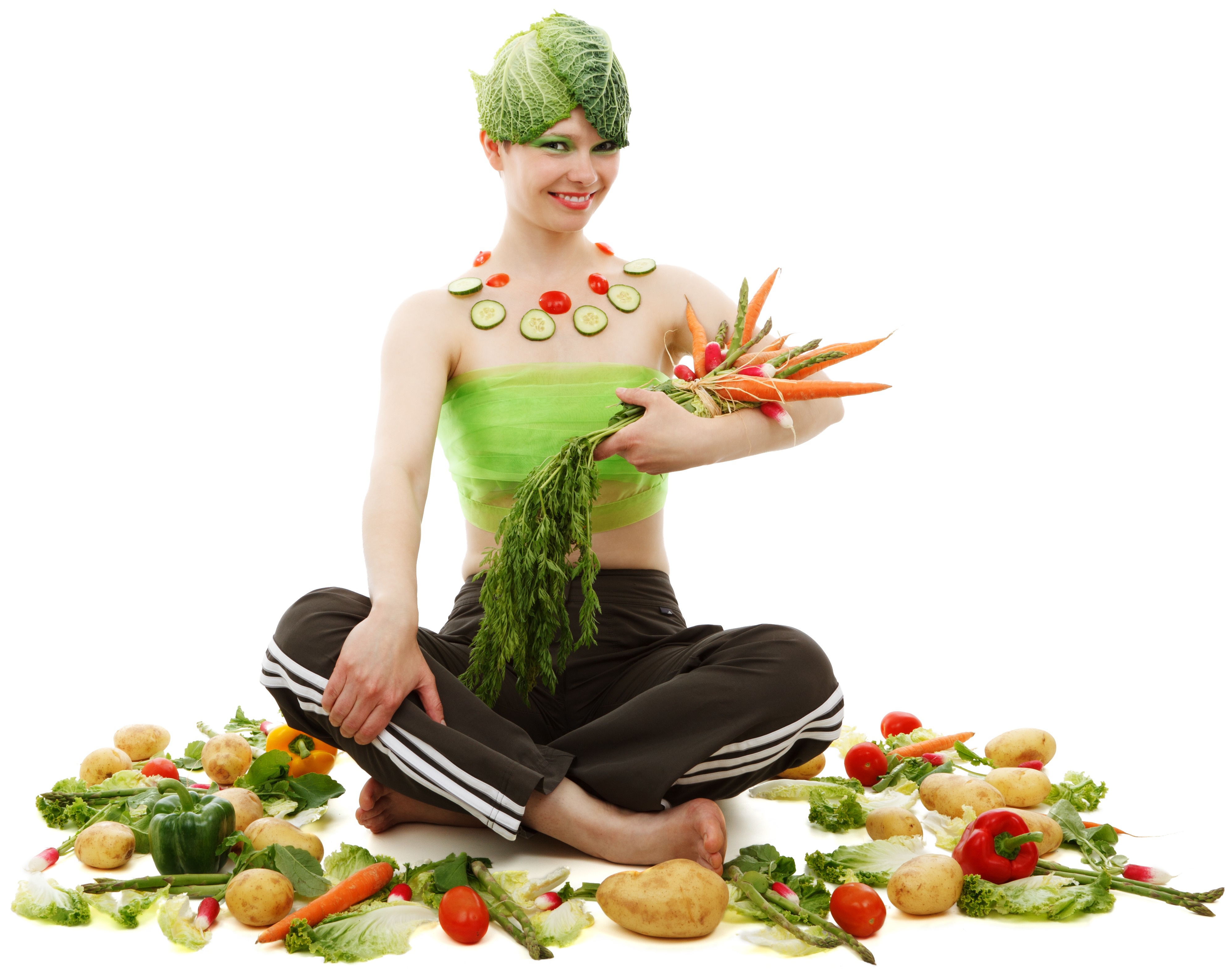 Существует ли мода на здоровый образ жизни. Здоровое питание женщина. Девушка с овощами. Образ стройности. Фотосессия с овощами.